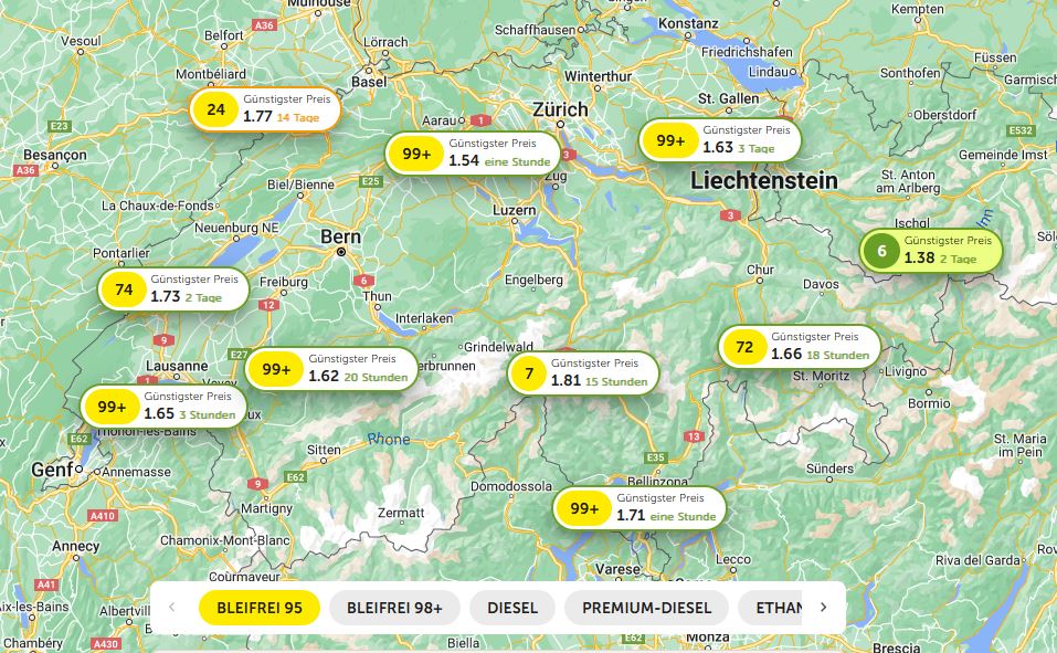 Treibstoffpreise Schweiz